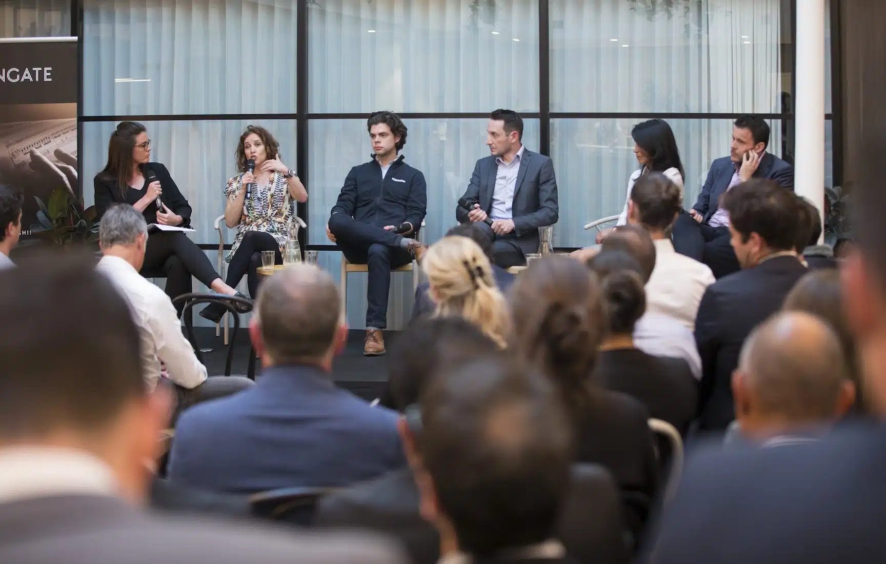 A panel discussion held at Hub Australia's event space